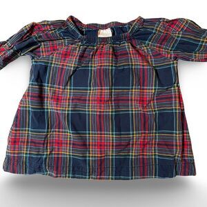 Hanna Andersson plaid square neck tunic shirt all cotton size 2T